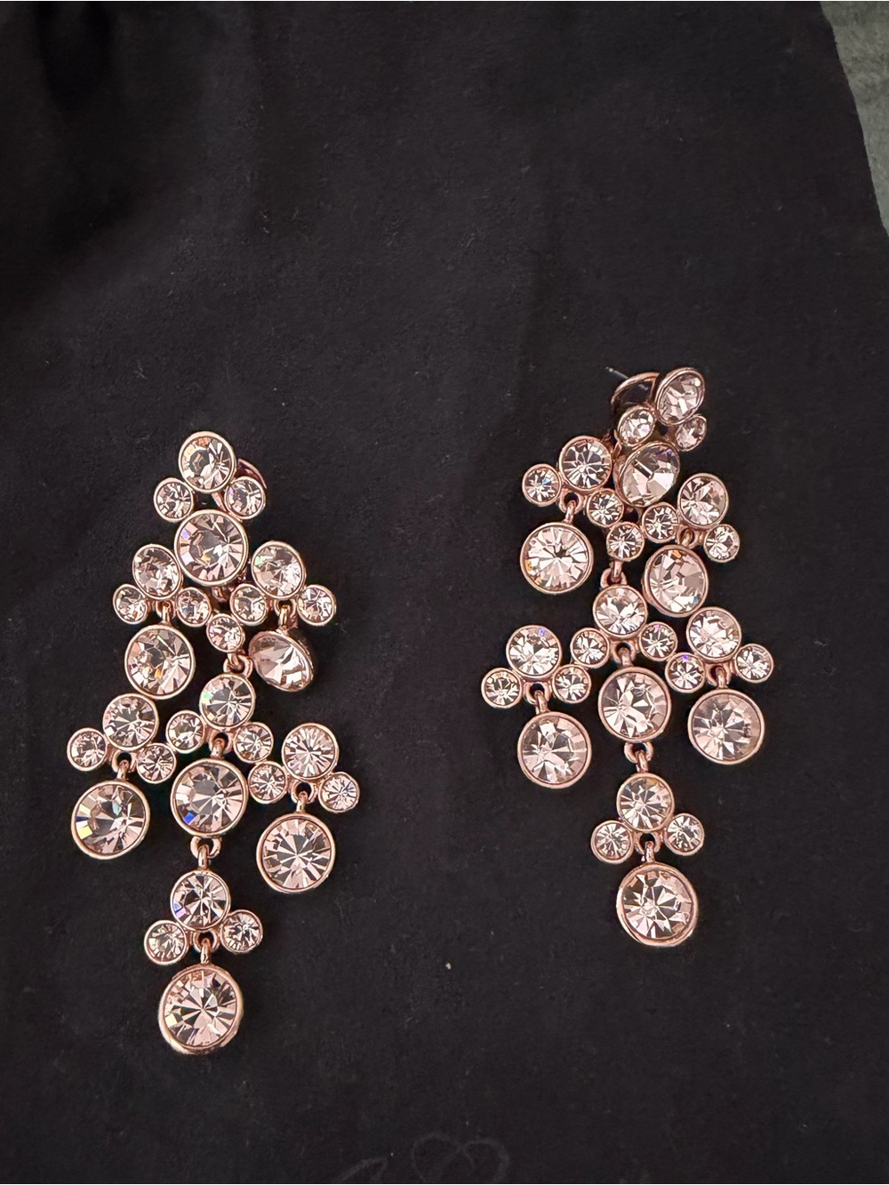SALE✨Givenchy Rose Goldtone Peach Bezel Crystal Chandelier Statement Earrings - Picture 2 of 11